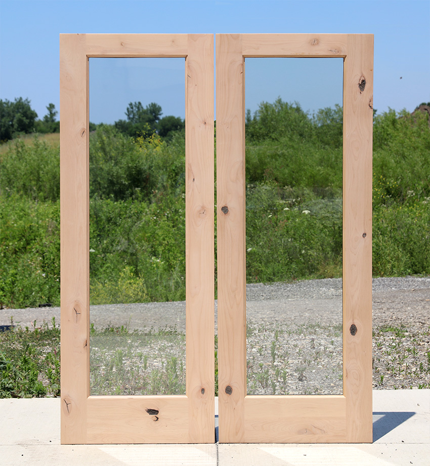 CL-150 knotty alder full-lite exterior double doors