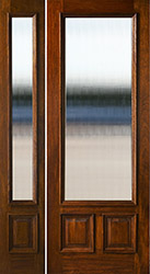 Full-lite entry door with 1 sidelite and reed glass