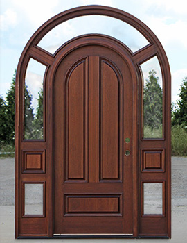 round top door with surround and clear glass